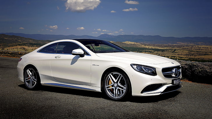 biały Mercedes-Benz coupe, mercedes-benz, s 63, amg, coupe, au-spec, c217, 2015, Tapety HD