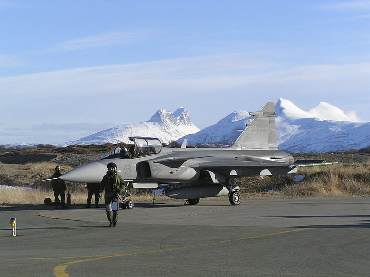aereo da combattimento grigio, Jet Fighters, Saab JAS 39 Gripen, Jet Fighter, Sfondo HD