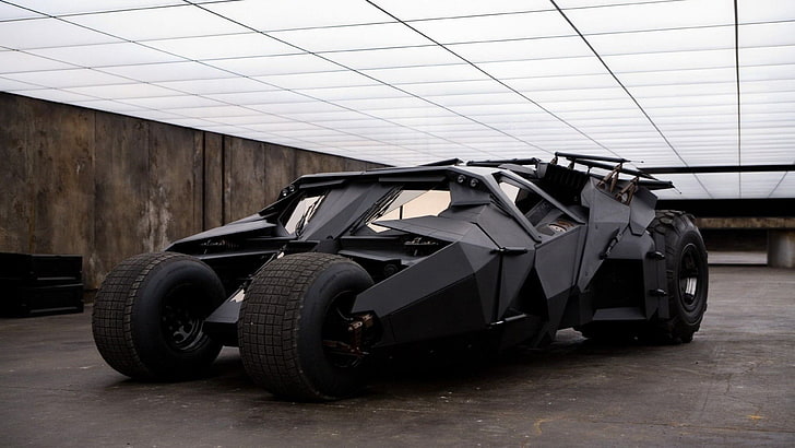 schwarzes Auto, Batmobil, The Dark Knight, Filme, Fahrzeug, Batman, HD-Hintergrundbild
