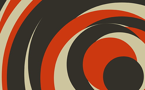 papel tapiz rojo, blanco y negro, abstracto, ilustración, arte digital, minimalismo, simple, marrón, naranja, geometría, círculo, Fondo de pantalla HD HD wallpaper