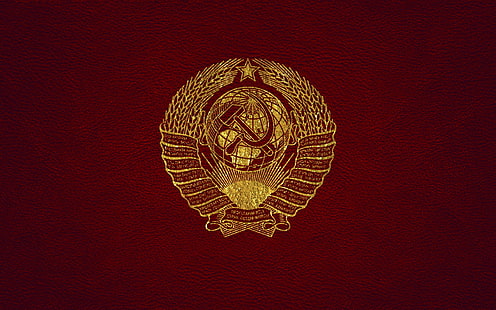 couro, URSS, ouro, brasão de armas, vermelho, o brasão de armas da URSS, HD papel de parede HD wallpaper