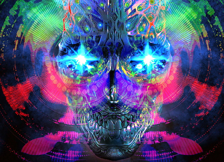 Art, color, dark, eyes, mind, psychedelic, skull, teaser, HD wallpaper |  Wallpaperbetter