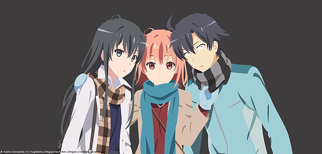 Anime, Benim Genç Romantik Komedi SNAFU, Hikigaya Hachiman, Yui Yuigahama, Yukino Yukinoshita, HD masaüstü duvar kağıdı HD wallpaper