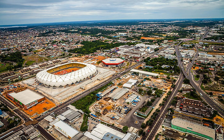2014 Brasilien 20: e FIFA World Cup Desktop Wallpaper, flygfotografering av stadsfotografering, HD tapet