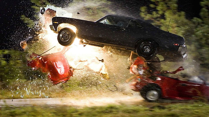 Death Proof, movies, stunts, explosion, Kurt Russell, HD wallpaper