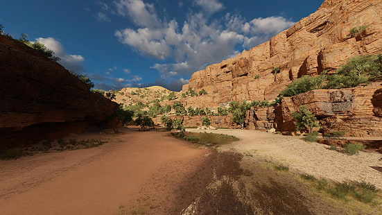 naturaleza, roca, nube, cielo, montaña, páramos, desierto, formaciones montañosas, cañón, terreno, valle, Fondo de pantalla HD HD wallpaper