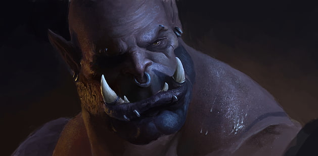 face, World of Warcraft, Orc, wow, Garrosh Hellscream, Warlords of Draenor, HD wallpaper HD wallpaper