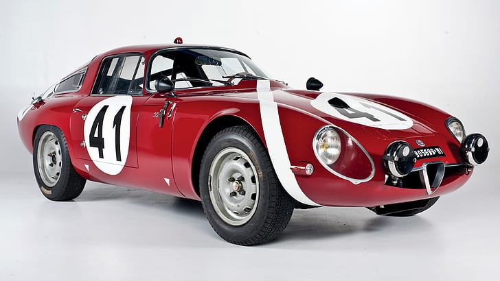 Alfa Romeo, Alfa Romeo Giulia TZ, รถ, คูเป้, รถเก่า, รถแข่ง, รถสีแดง, รถสปอร์ต, วอลล์เปเปอร์ HD