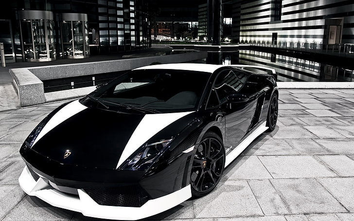 black and white Lamborghini Gallardo, Lamborghini, HD wallpaper