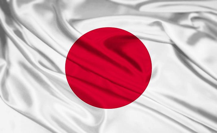 Японский флаг, белый текстиль с круглым розовым в центре, Aero, Creative, HD обои