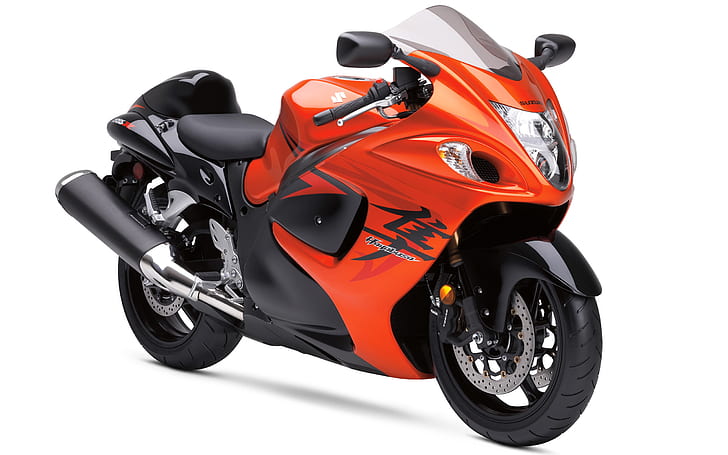 Suzuki Hayabusa Orange Bike, czerwono-czarny motocykl sportowy, pomarańczowy, rower, suzuki, hayabusa, Tapety HD
