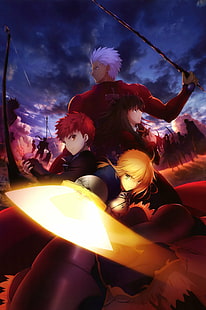 Fate, Fate Series, Saber, Shirou Emiya, Stay Night, Tohsaka Rin, HD wallpaper HD wallpaper