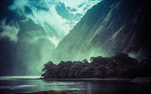 планини, езеро, Нова Зеландия, HD тапет HD wallpaper