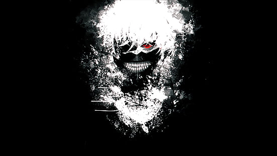 Ken Kaneki illustration, Tokyo Ghoul, Kaneki Ken, enkel bakgrund, HD tapet HD wallpaper
