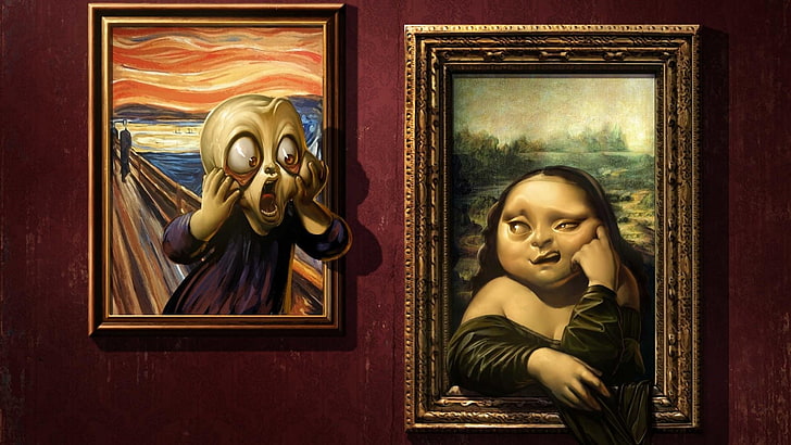 Мона Лиза, живопис, Едвард Манч, писък, Леонардо да Винчи, да Винчи, забавен, HD тапет