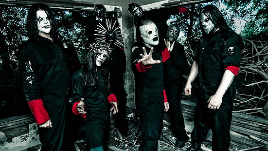Slipknot Mask HD, Männer in schwarz und rot custome Poster, Musik, Maske, Slipknot, HD-Hintergrundbild HD wallpaper