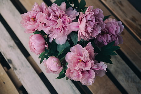 arrangement de fleurs de pivoines roses, pivoines, fleurs, bouquet, rose, Fond d'écran HD HD wallpaper