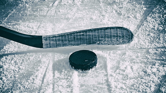 hockey, ghiaccio, congelamento, neve, inverno, disco da hockey, hockey su ghiaccio, bastone da hockey, disco, Sfondo HD HD wallpaper