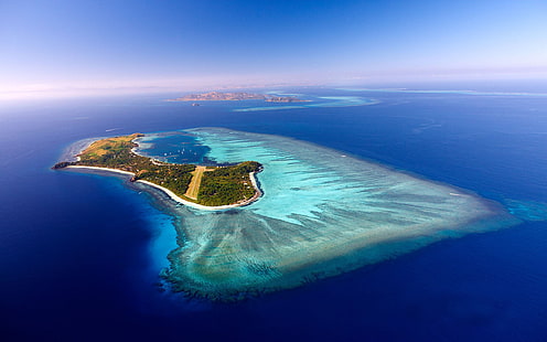 Ilhas Mamanuca Mana Island Resort & Spa Oceano Pacífico Air View 2560 × 1600, HD papel de parede HD wallpaper