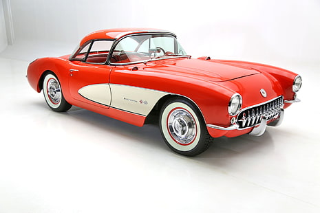 (c1), 1957, 283, automobili, chevrolet, cabriolet, corvette, rosso, Sfondo HD HD wallpaper