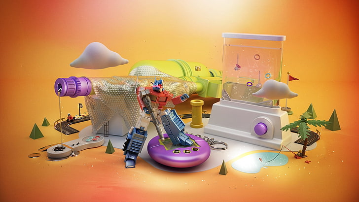 illustration de dessin animé optimus prime, jouets, enfance, diversité, plastique, Fond d'écran HD