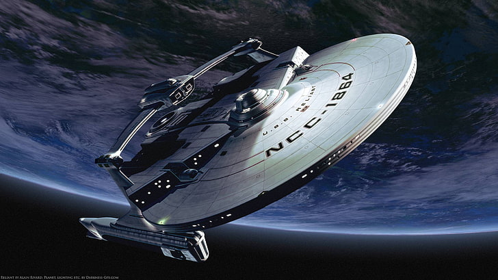 pesawat ruang angkasa Star Trek abu-abu, film, Star Trek, luar angkasa, USS Reliant (Spaceship), seni digital, render, Wallpaper HD
