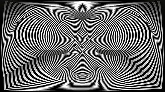 illusione ottica, arte ottica, nero, bianco, vettoriali, Sfondo HD HD wallpaper