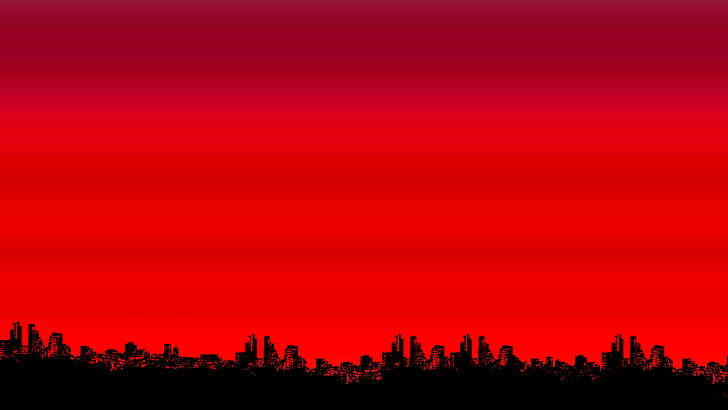 Color rojo, fondo simple, minimalismo, edificios, negro, arte, color rojo, fondo simple, minimalismo, edificios, negro, arte, Fondo de pantalla HD