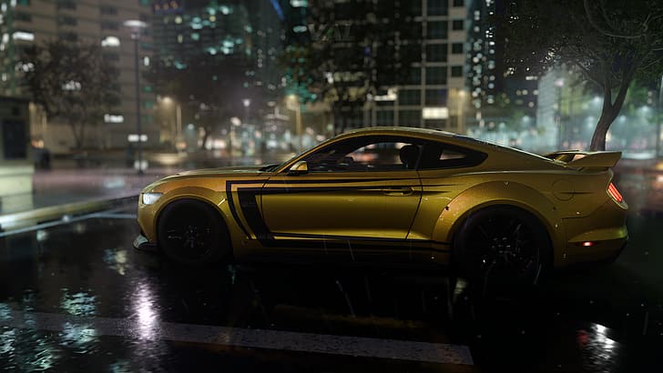 Ford Mustang, ford mustang gt s550, auto gialle, auto, muscle car, auto americane, Need for Speed: Heat, Sfondo HD