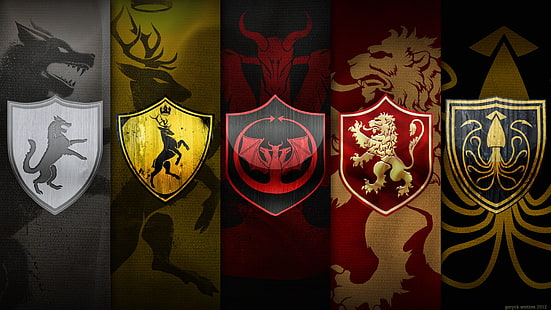 Game of Thrones: maison de Stark, maison de Baratheon, maison de Targaryen, maison de Lannister et maison de Greyjoy, émission de télévision, Game Of Thrones, Fond d'écran HD HD wallpaper