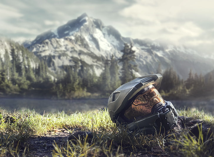Halo, Master Chief, 4Gamers, Xbox, Xbox 360, Xbox One, green, nature, mountain top, grass, HD wallpaper