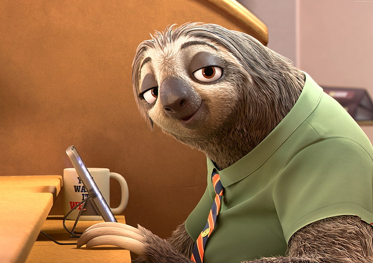 Zootopia, sloth, Film Animasi Terbaik 2016, kartun, Wallpaper HD