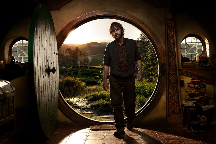 men's gray dress shirt, the door, the hobbit, Director, the threshold, Peter Jackson, shooting, HD wallpaper