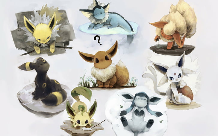 Pokémon, Eevee (Pokémon), Espeon (Pokémon), Flareon (Pokémon), Glaceon (Pokémon), Jolteon (Pokémon), Leafeon (Pokémon), Umbreon (Pokémon), Vaporeon (Pokémon), HD wallpaper