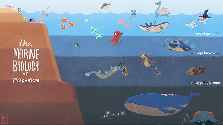 Илюстрацията на морската биология на покемоните, Pokémon, Lapras, HD тапет