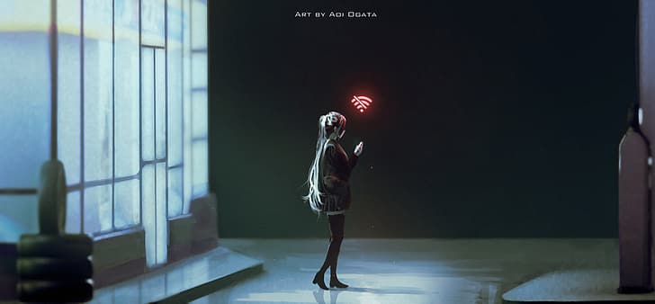 digital, sinyal, gadis anime, Aoi Ogata ., Wallpaper HD, Wallpaper HD