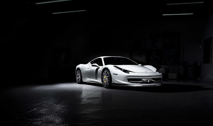 biały, lekki, Włochy, 458 italia, Ferrari, Tapety HD