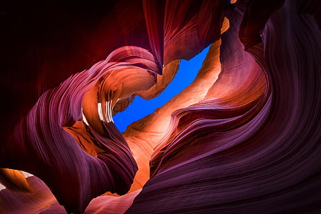 formasi batuan coklat, batuan, lanskap, gua, alam, Antelope Canyon, formasi batuan, Wallpaper HD HD wallpaper