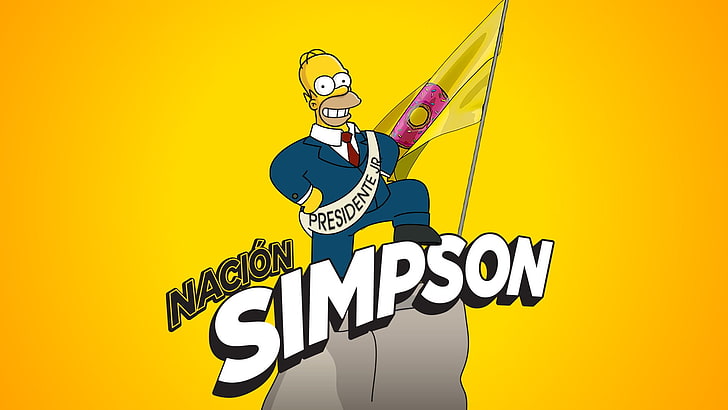 Иллюстрация Симпсонов, Симпсоны, Гомер Симпсон, простой фон, улыбка, HD обои