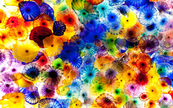 colorful, flowers, digital art, artwork, HD wallpaper