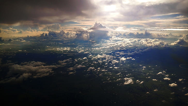 航空写真ビュー、バングラデシュ、雲、 HDデスクトップの壁紙