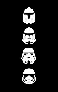 cuatro Star Wars Storm Trooper casco ilustración, Star Wars, soldado clon, stormtrooper, casco, minimalismo, pantalla vertical, Fondo de pantalla HD HD wallpaper