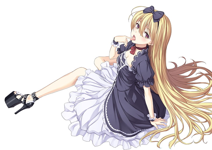 anime girl, loli, black dress, blonde, Anime, HD wallpaper