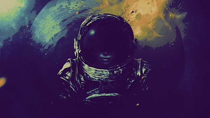 astronaut, konstverk, mörk, rymdkonst, rymd, HD tapet