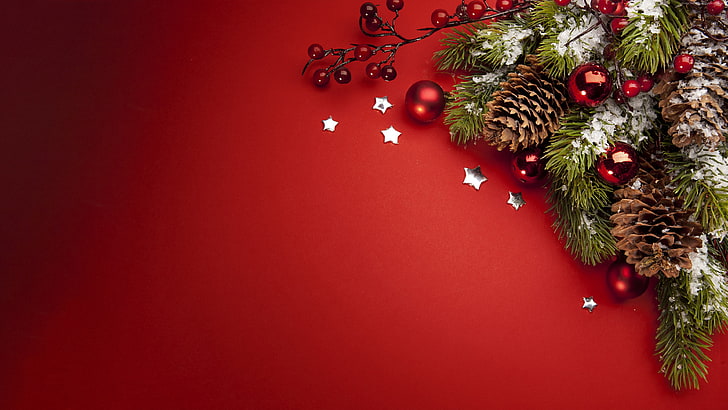 شجرة التنوب ، رأس السنة ، عيد الميلاد، خلفية HD