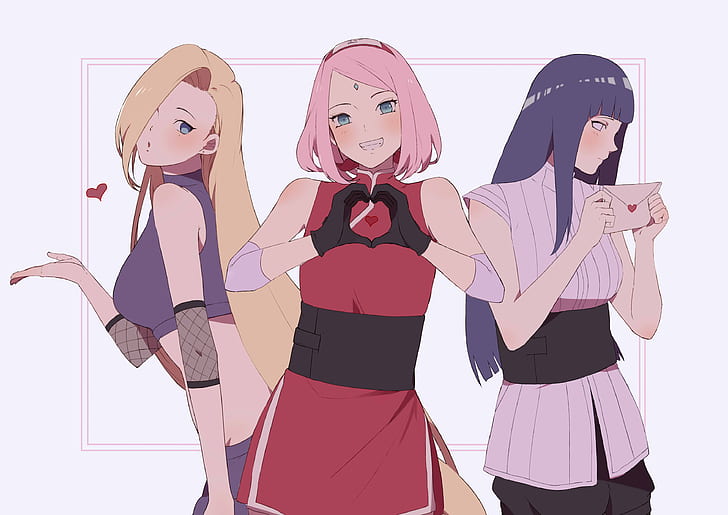 Naruto, Hinata Hyūga, Ino Yamanaka, Sakura Haruno, HD papel de parede