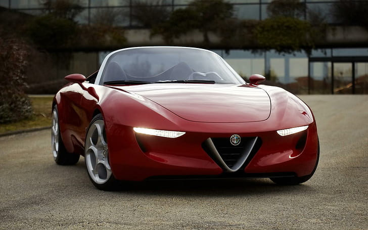 Alfa Romeo Super Car, red alfa romeo luxury car, super, alfa, romeo, alfa romeo, HD wallpaper