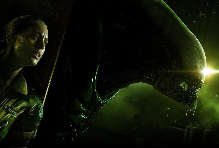 Wallpaper digital alien, Alien: Isolasi, Amanda Ripley, Xenomorph, video game, Wallpaper HD