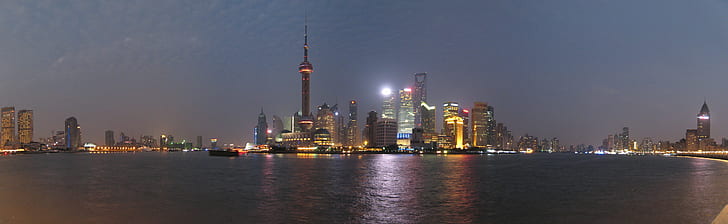 high rise building, shanghai, shanghai, Shanghai, night, skyline, high rise building, China, Xina, panorama, urban Skyline, cityscape, asia, pudong, china - East Asia, architecture, skyscraper, oriental Pearl Tower - Shanghai, famous Place, huangpu River, tower, urban Scene, downtown District, modern, sky, business, the Bund, lujiazui, city, river, building Exterior, built Structure, travel, HD wallpaper