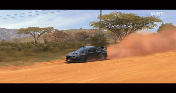 DiRT 3, voitures de rallye, rallye, Mitsubishi Lancer Evolution X, voiture, nuage de poussière, saleté, Fond d'écran HD HD wallpaper